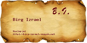 Birg Izrael névjegykártya